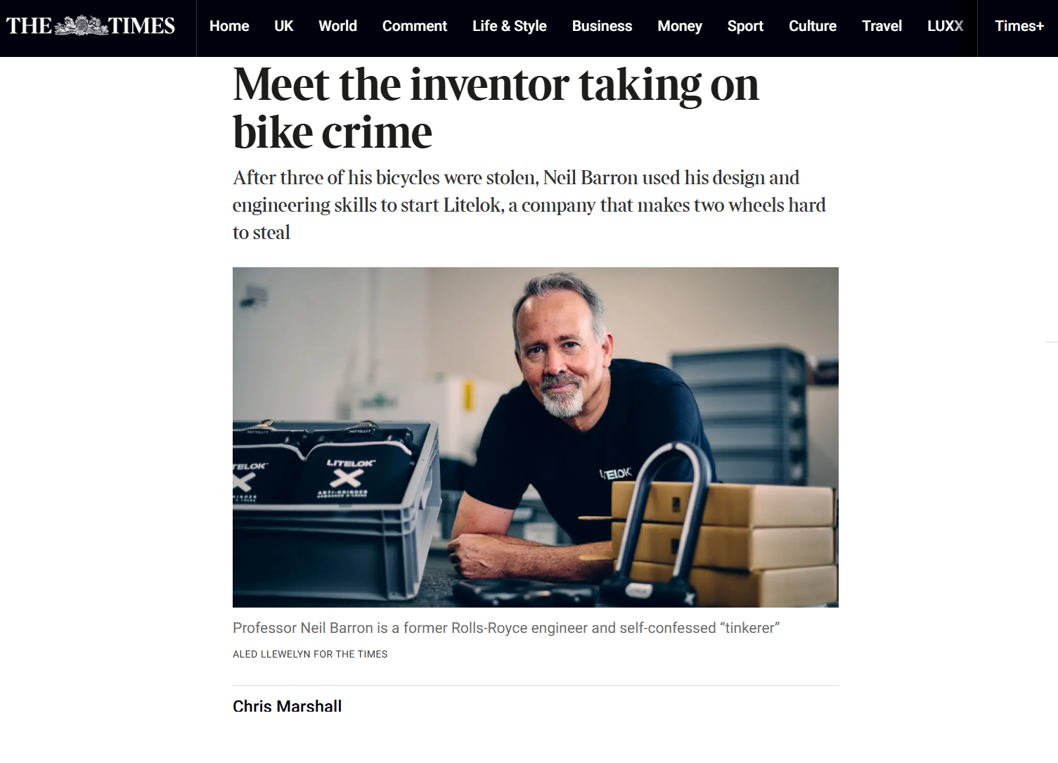 Screenshot of Meet the inventor taking on bike crime