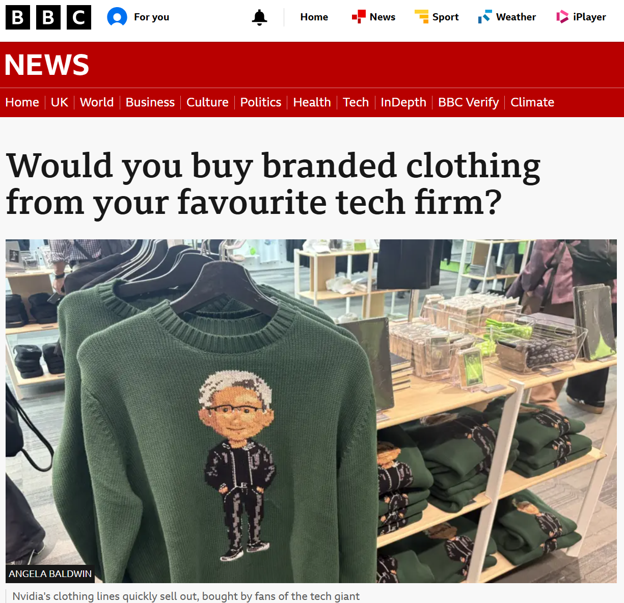 Screenshot of Would you buy branded clothing from your favourite tech firm?