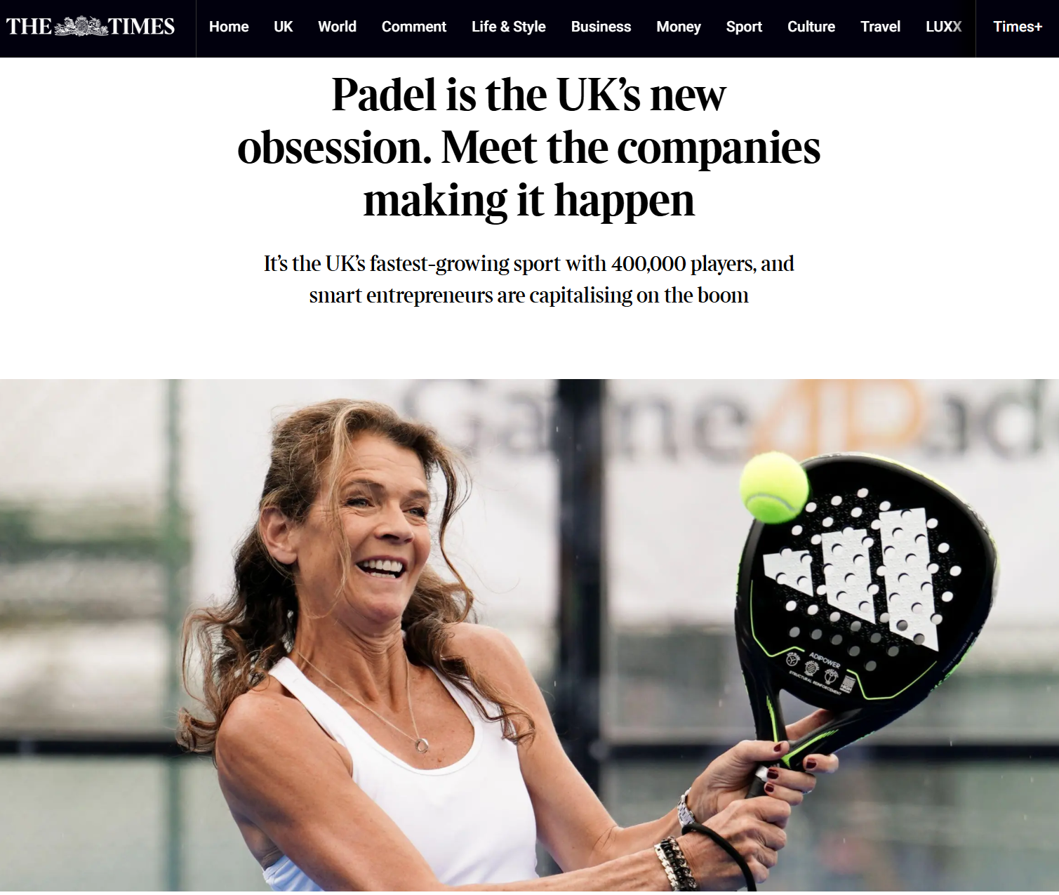 Screenshot of Padel companies serving up fast growth